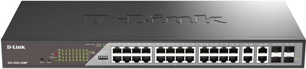 Коммутатор D-Link DSS-200G-28MP/A, 24xLAN 1Gbps, 4xSFP