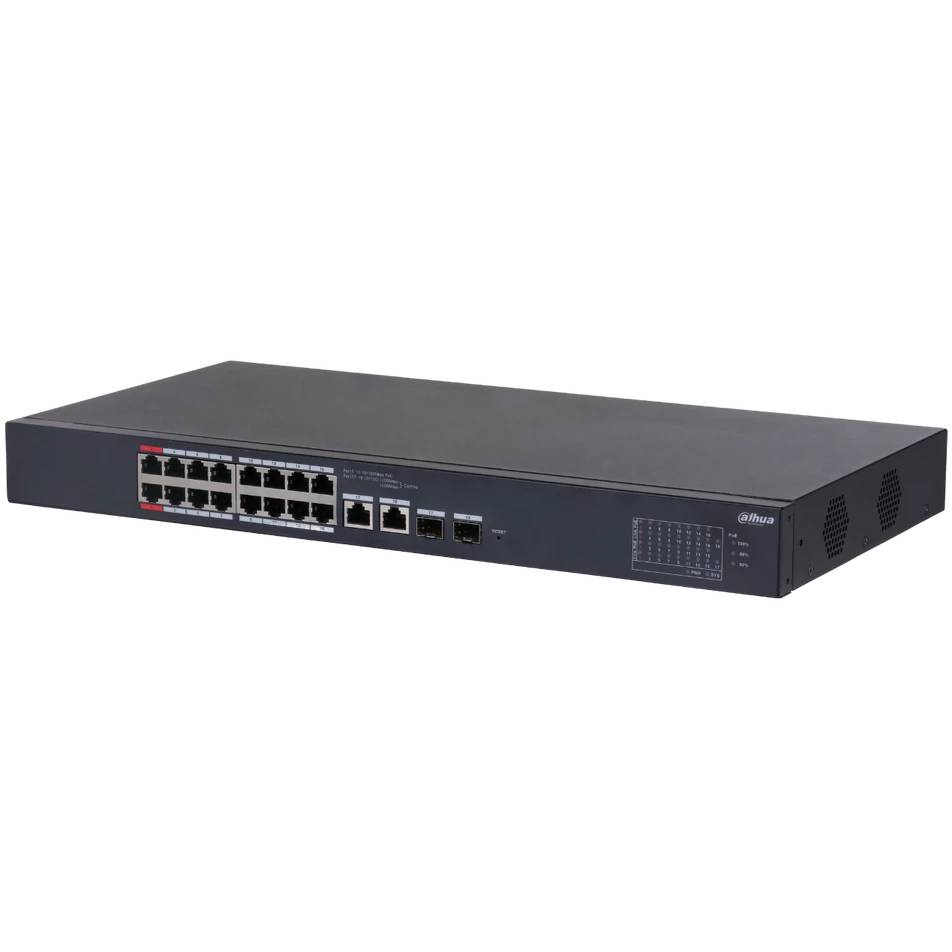 Коммутатор Dahua DH-CS4218-16ET-135, 16xLAN 100Mbps, 2xCombo (1Gbps/SFP) PoE