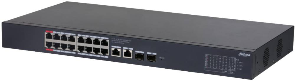 Коммутатор Dahua DH-CS4220-16GT-240, 16xLAN 1Gbps, 2xCombo (1Gbps/SFP), PoE