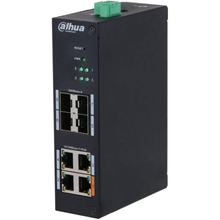 Коммутатор Dahua DH-HS4408-4ET-60, 4xLAN 100Mbps, 4xSFP, PoE
