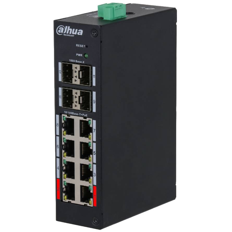 Коммутатор Dahua DH-HS4412-8ET-96, 8xLAN 100Mbps, 4xSFP, PoE