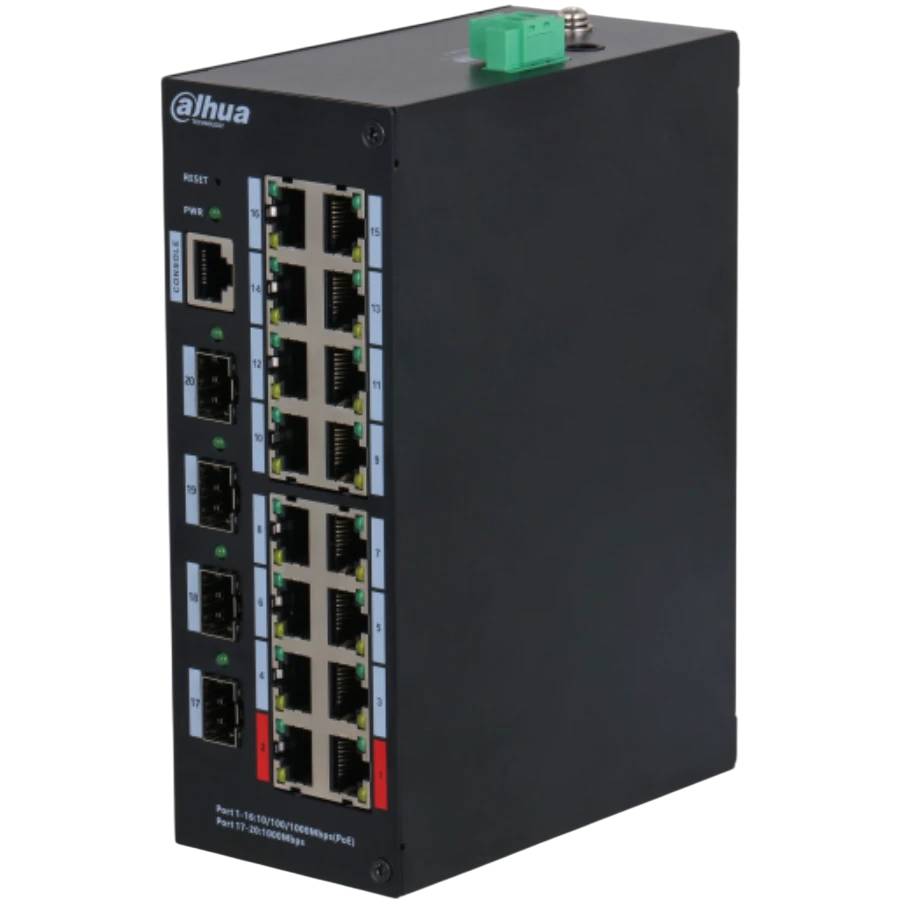 Коммутатор Dahua DH-HS4420-16GT-190, 16xLAN 1Gbps, 4xSFP, PoE
