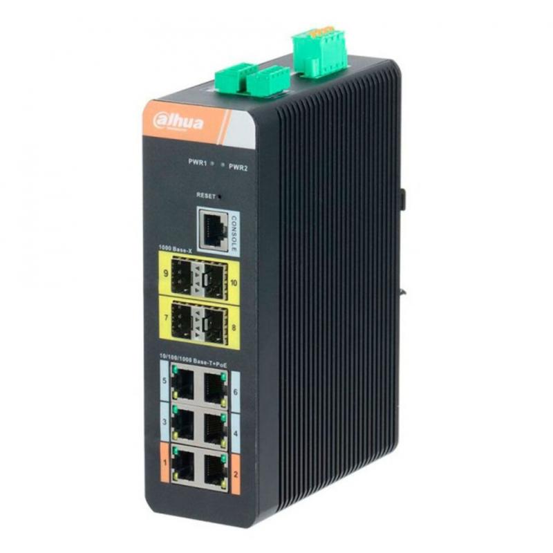 Коммутатор Dahua DH-IS4410-6GT-120, 6xLAN 1Gbps, 4xSFP, PoE