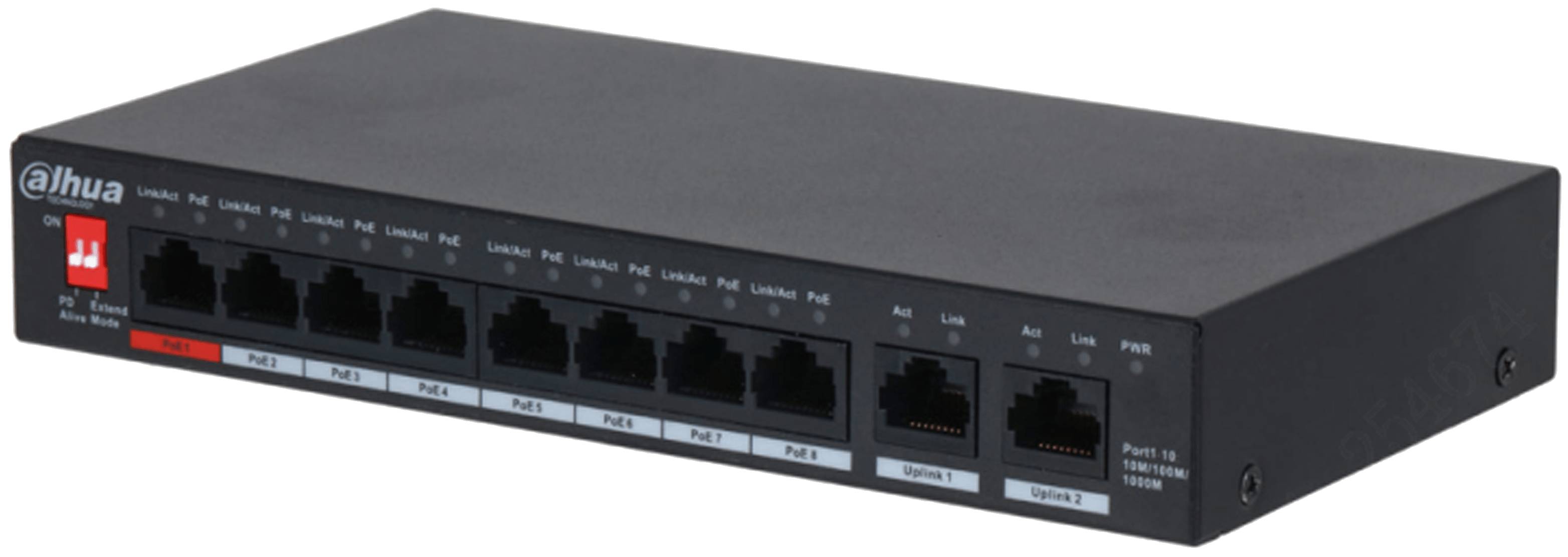 Коммутатор Dahua DH-PFS3010-8GT-96, 10xLAN 100Mbps, PoE