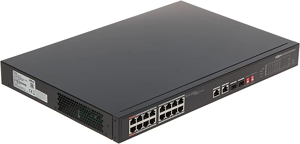 Коммутатор Dahua DH-PFS3218-16ET-135, 16xLAN 100Mbps, 2xSFP 1Gbps