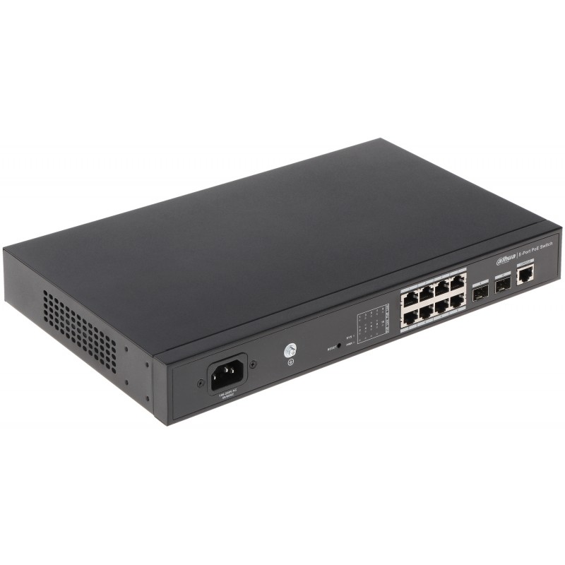 Коммутатор Dahua DH-PFS4210-8GT-150, 8xLAN 1Gbps, 2xSFP, PoE
