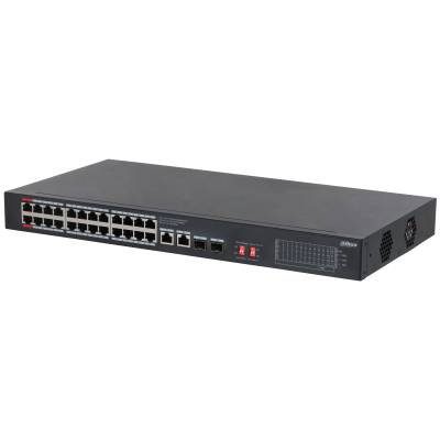 Коммутатор Dahua DH-S3228-24GT-240, 24xLAN 1Gbps, 2xUplink, 2xSFP, PoE