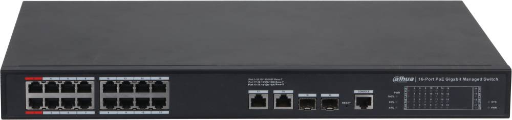Коммутатор Dahua DH-S4220-16GT-240, 18xLAN 1Gbps, 2xSFP, PoE