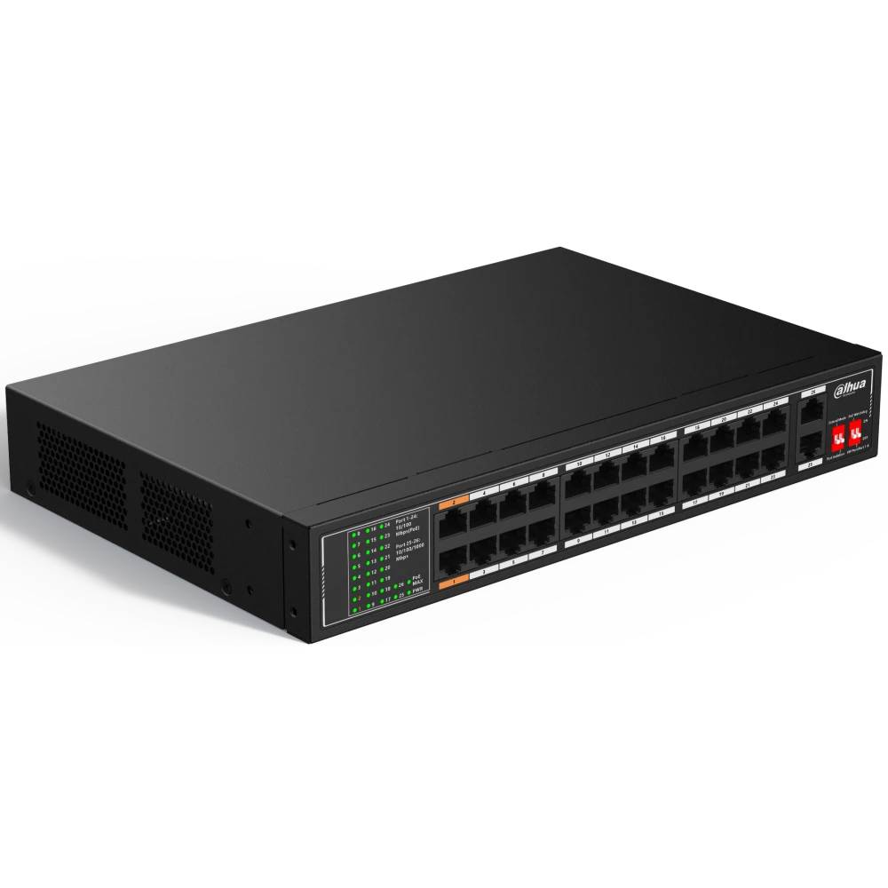 Коммутатор Dahua DH-SF1026LP, 24xLAN 100Mbps, PoE