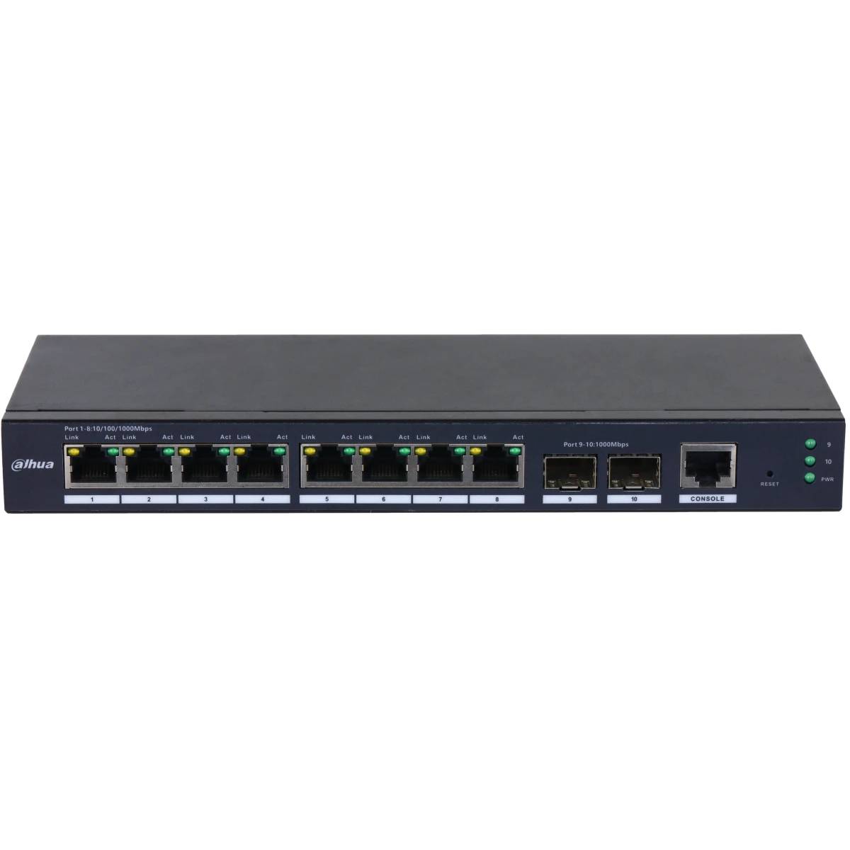 Коммутатор Dahua DH-SG4010-2F, 8xLAN 1Gbps, 2xSFP