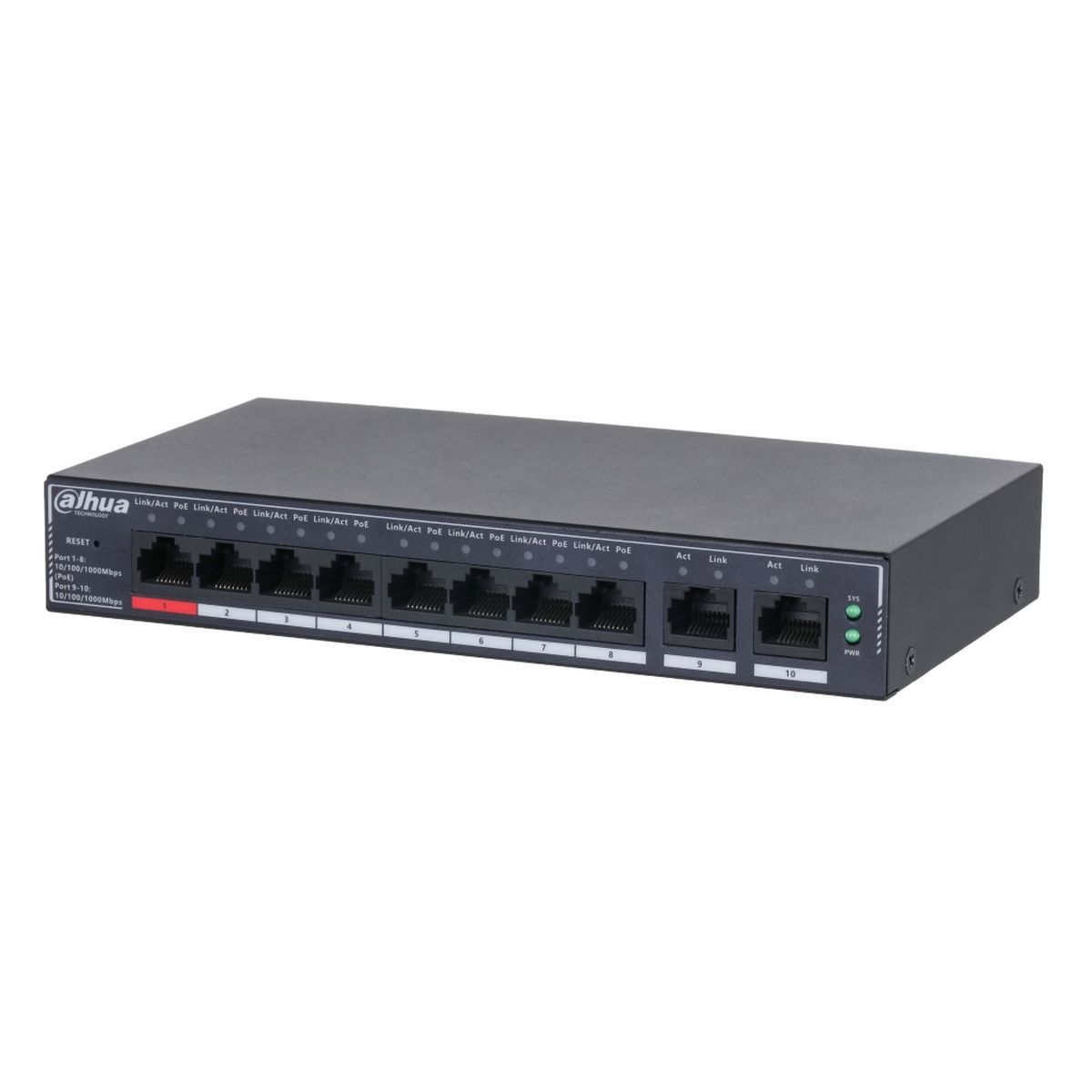 Коммутатор Dahua DH-SG4010P, 8xLAN 1Gbps, PoE