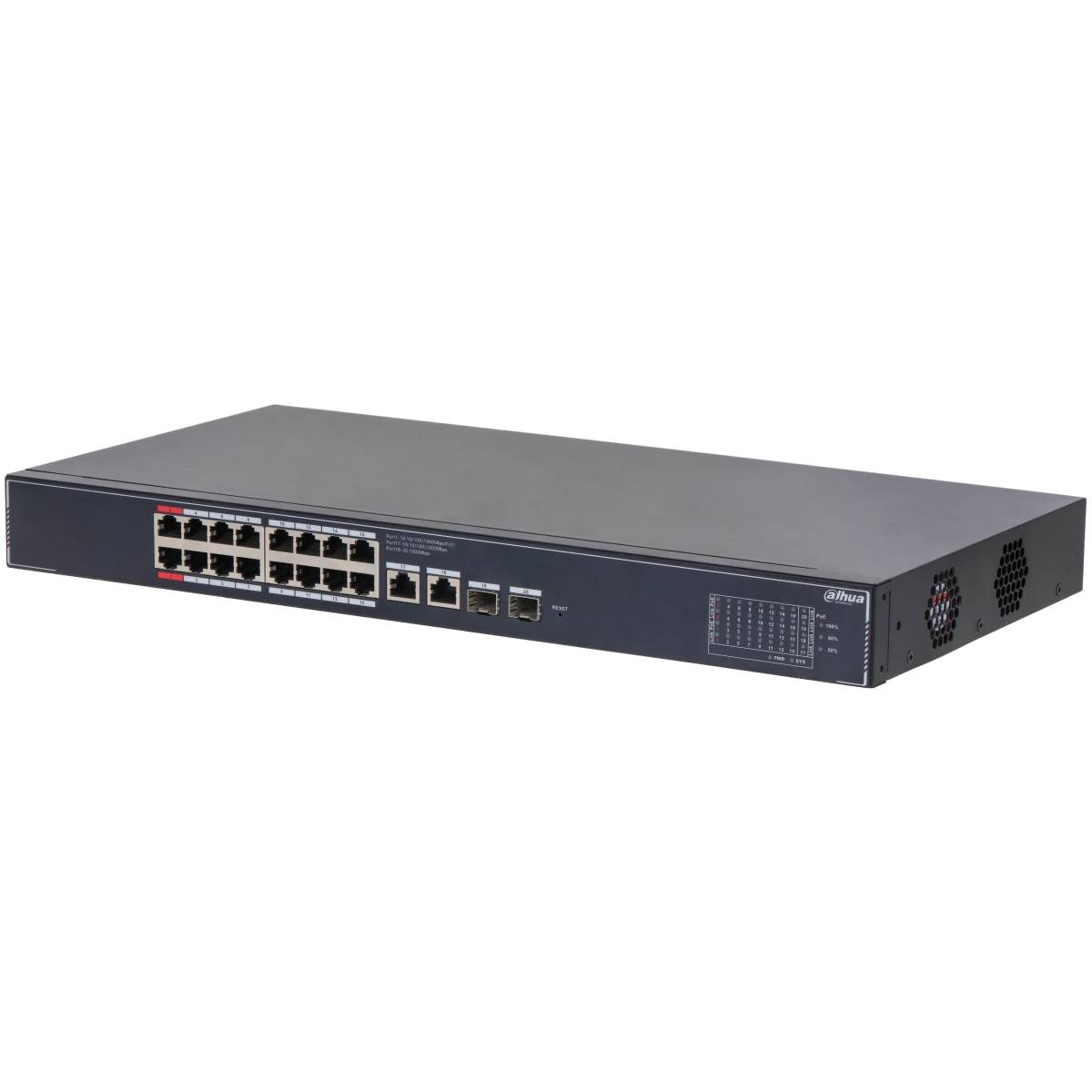 Коммутатор Dahua DH-SG4020LP, 16xLAN 1Gbps, 2xSFP, PoE