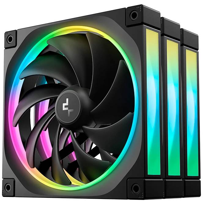 Вентилятор 14x14см DeepCool FL14-3 IN 1 Black (R-FL14-BKAPN3-G), 3 шт.