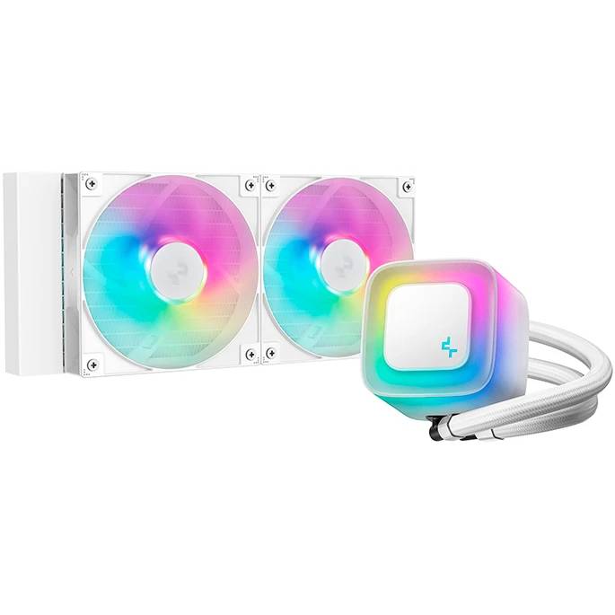 Жидкостное охлаждение DeepCool LE240 WH V2 ARGB R-LE240-WHAMMN-G-2, 250W (LGA1700 Ready)