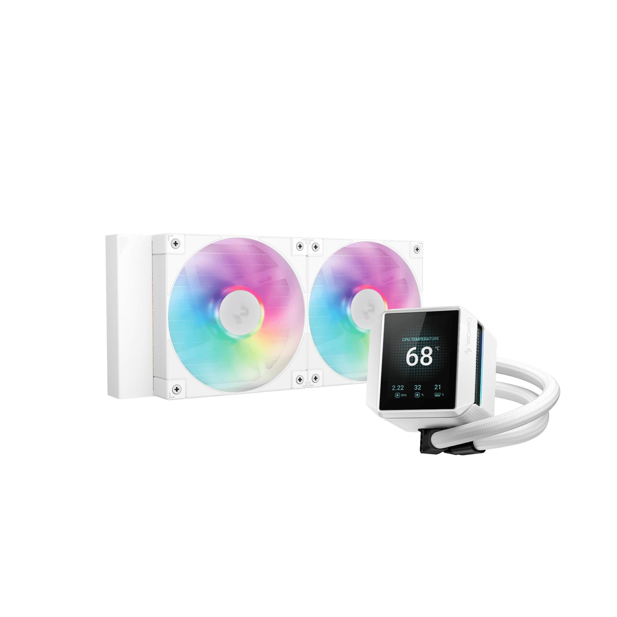 Жидкостное охлаждение DeepCool MYSTIQUE 240 WH ARGB R-LX240-WHDSNMCP-G-1, 250W (LGA1700 Ready)