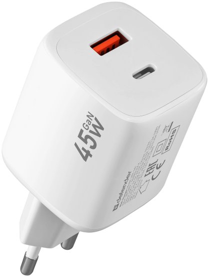 Сетевое зарядное устройство Defender UPA-142, 45W, Белый (83142)