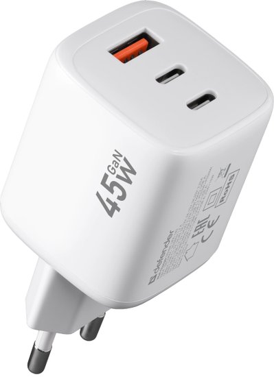 Сетевое зарядное устройство Defender UPA-143, 45W, Белый (83143)