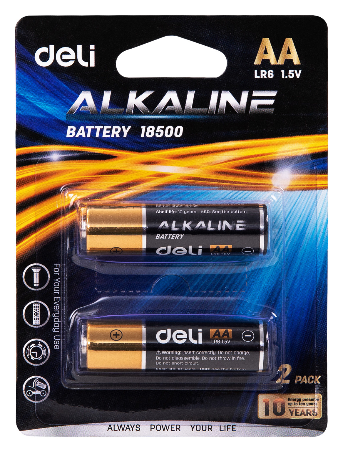 Батарейка AA LR6, Deli E18500 блистер 2шт