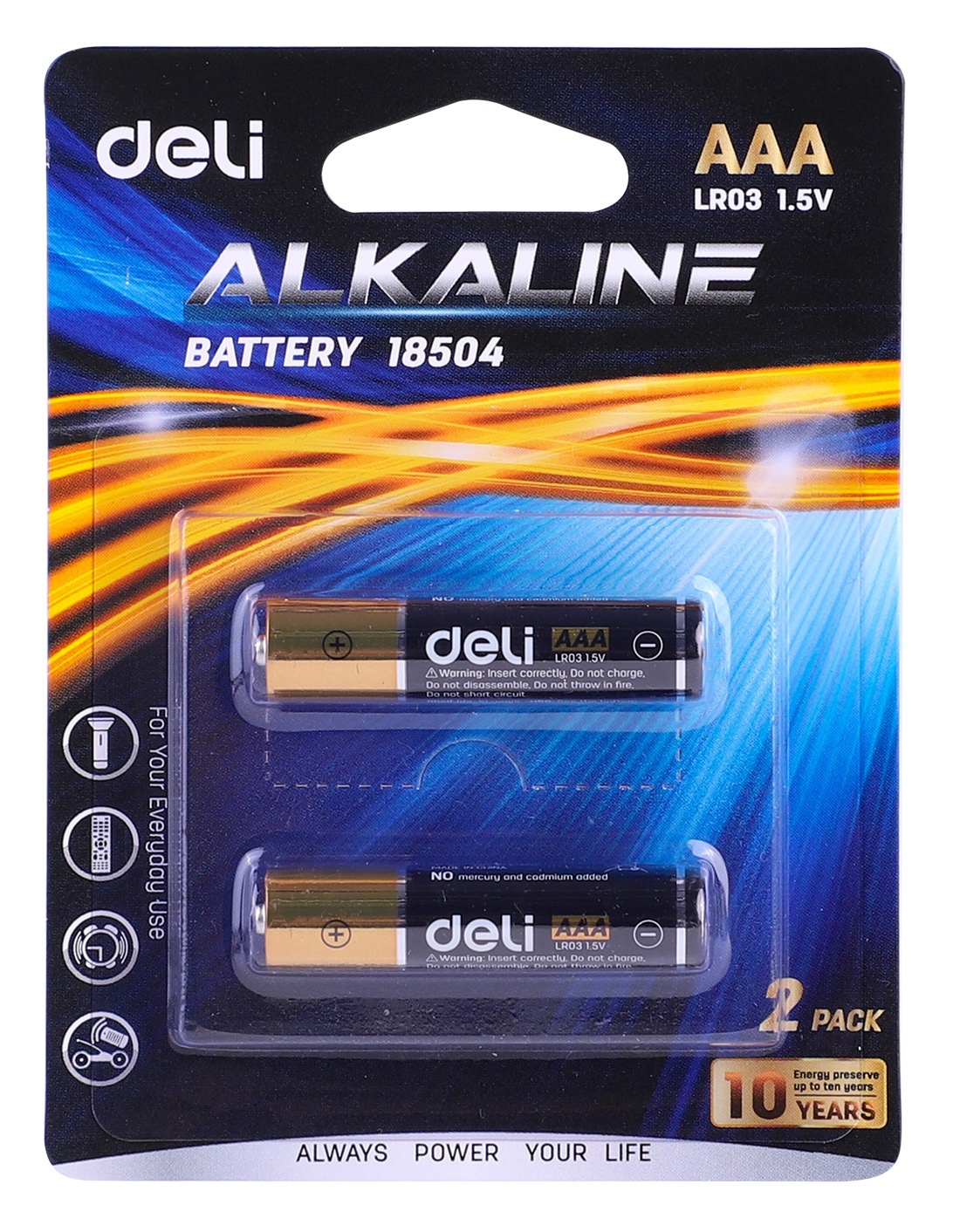 Батарейка AAA LR03, Deli E18504 блистер 2шт