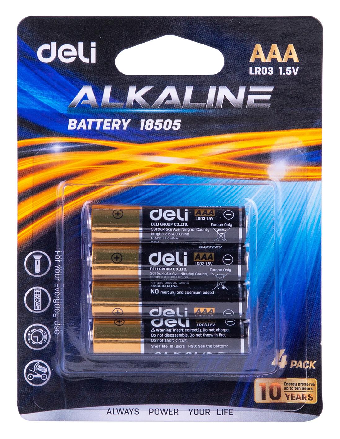 Батарейка AAA LR03, Deli E18505 блистер 4шт