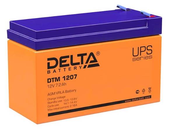 12V / 7.2Ah, аккумулятор для UPS, Delta DTM 1207