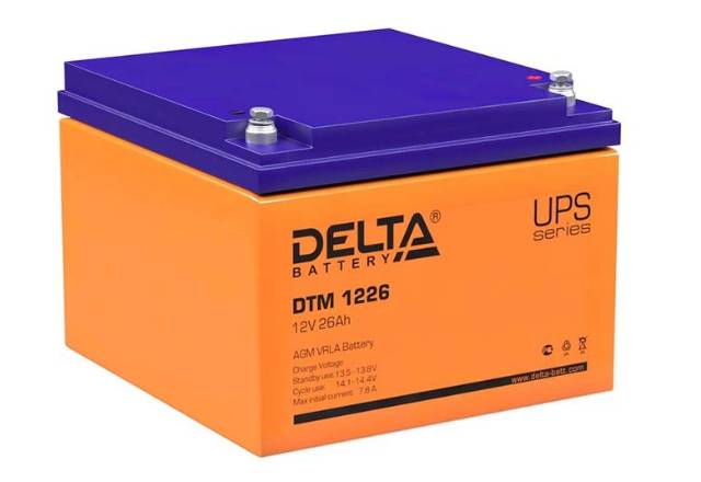 12V / 26Ah, аккумулятор для UPS, Delta DTM 1226