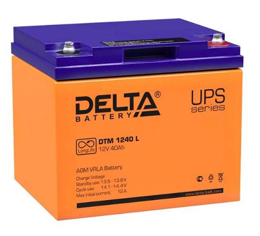 12V / 40Ah, аккумулятор для UPS, Delta DTM 1240 L