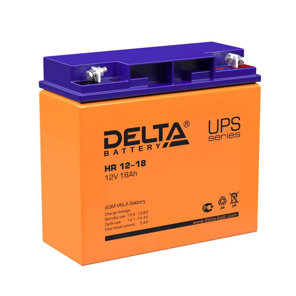 12V / 18Ah, аккумулятор для UPS, Delta HR 12-18