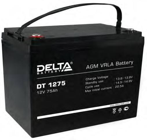 12V / 75Ah, аккумулятор для UPS, Delta DT 1275