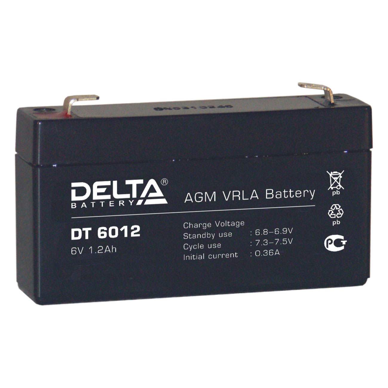 6V / 1.2Ah, аккумулятор для UPS, Delta DT 6012 (F1)
