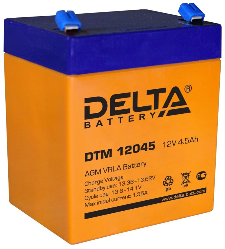12V / 4.5Ah, аккумулятор для UPS, Delta DTM 12045