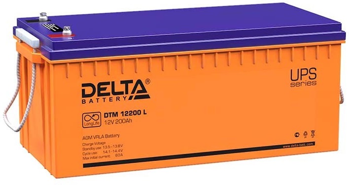 12V / 200Ah, аккумулятор для UPS, Delta DTM 12200 L
