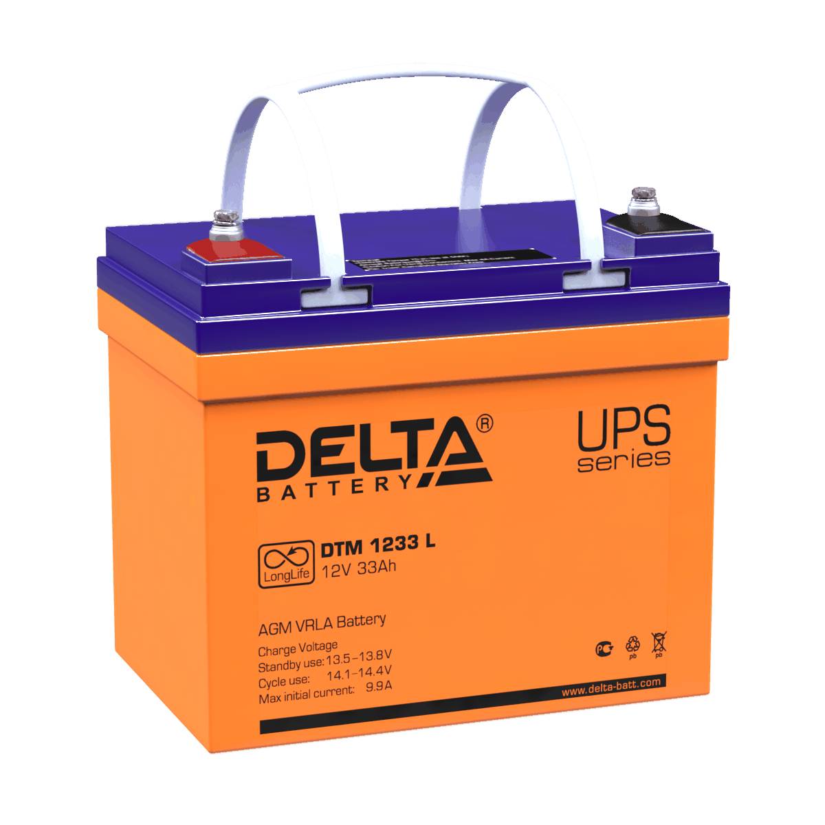 12V / 33Ah, аккумулятор для UPS, Delta DTM 1233 L