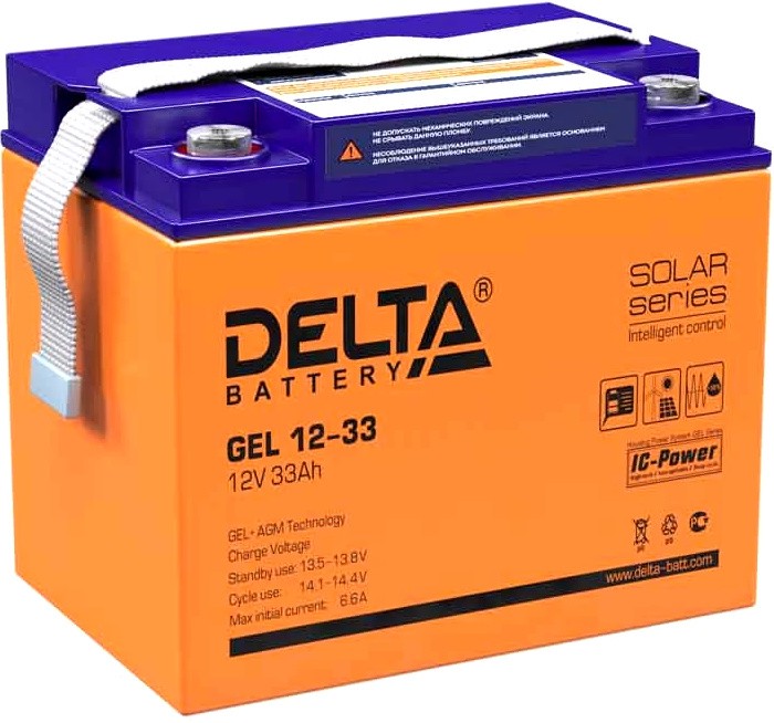 12V / 33Ah, аккумулятор для UPS, Delta GEL 12-33