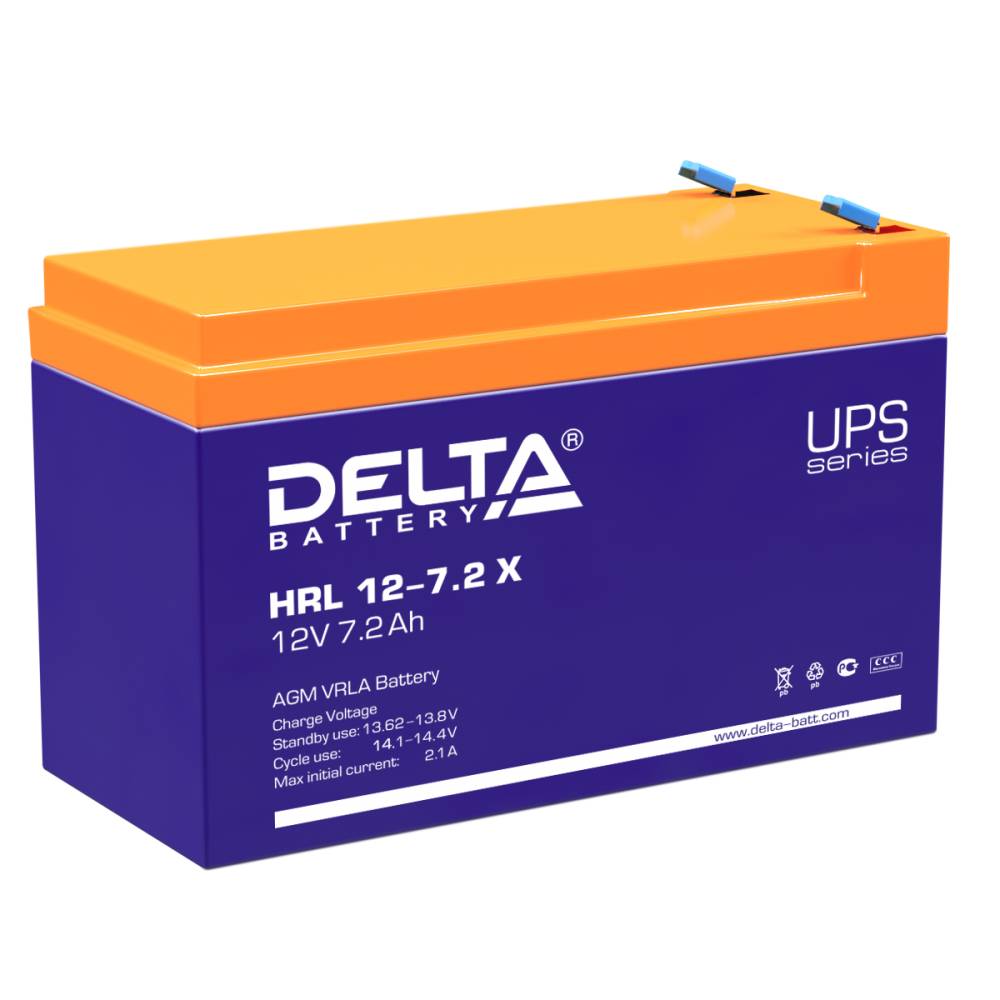 12V / 7.2Ah, аккумулятор для UPS, Delta HRL 12-7.2 X