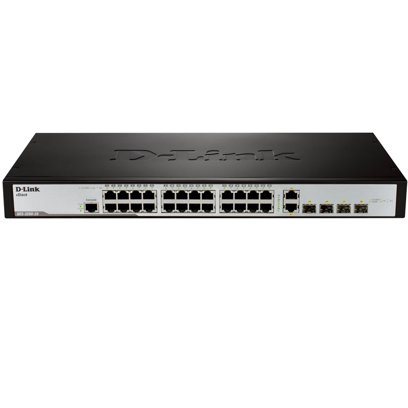 Коммутатор D-Link DES-3200-28/C1A, 24xLAN 100Mbps, 4 combo 1Gbps/SFP