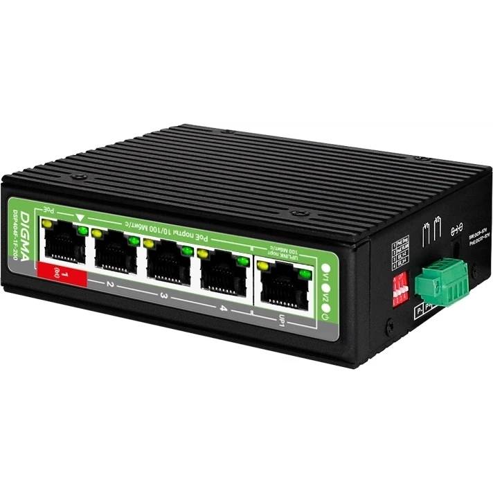 Коммутатор Digma  DSP404F-1F-200, 4xLAN 100Mbps, PoE