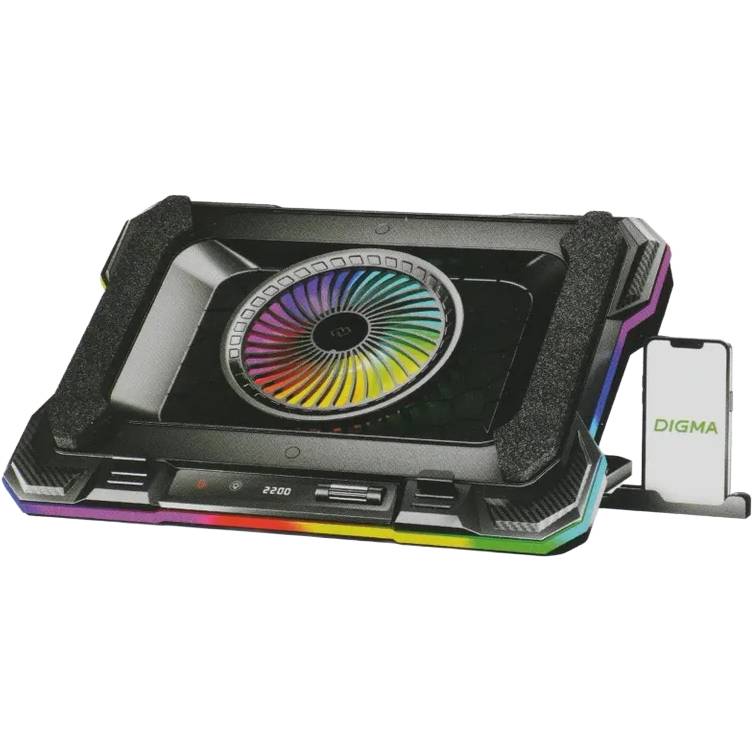 Подставка для ноутбука 19" Digma D-NCP190-1x100RGB, black