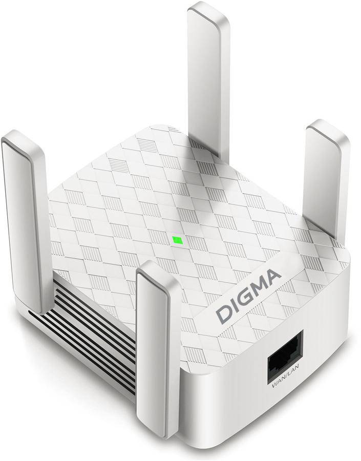 Репитер Wi-Fi Digma D-WR310V2, 2.4GHz, 300Mbps, 1xLAN 100Mbps