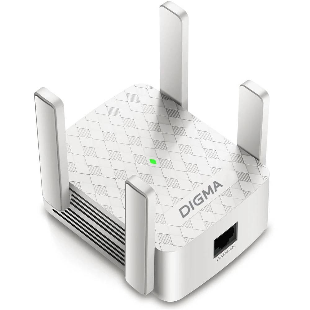 Репитер Wi-Fi Digma D-WR400, 2.4/5GHz, 1200Mbps, 1xLAN 100Mbps, WAN