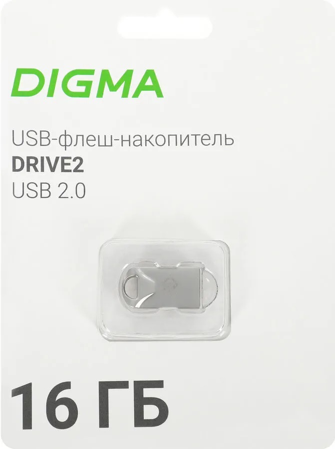 16Gb Digma DRIVE2 DGFUM016A20SR, USB2.0, Silver