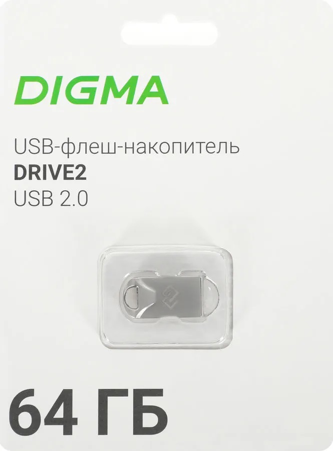 64Gb Digma DRIVE2 DGFUM064A20SR, USB2.0, Silver