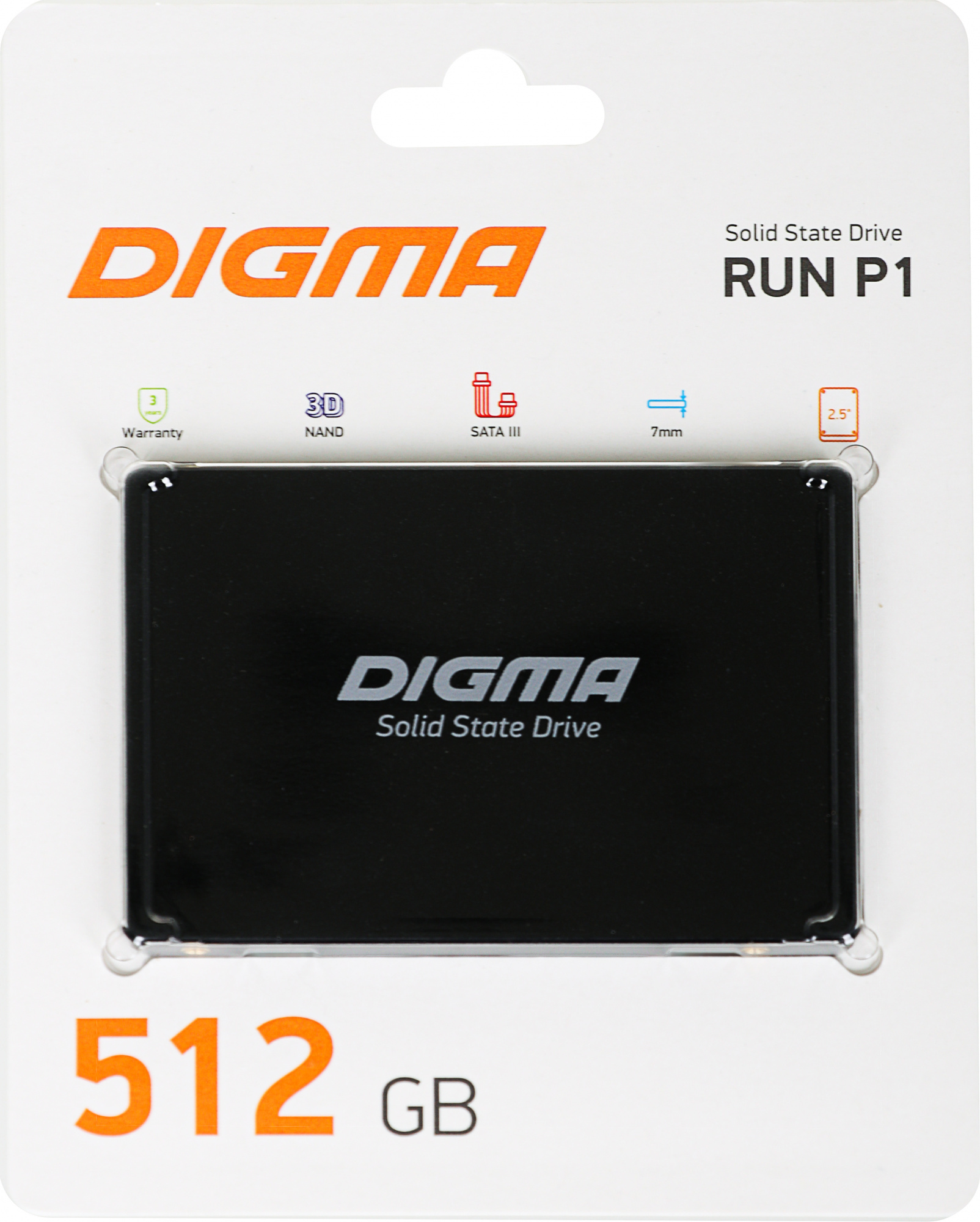 512Gb SSD Digma Run P1 DGSR2512GP13T, 2.5", (500/400), SATA III