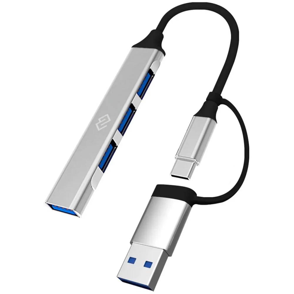 Разветвитель USB-C Digma DHUB-4USB-AC-3.0, серый