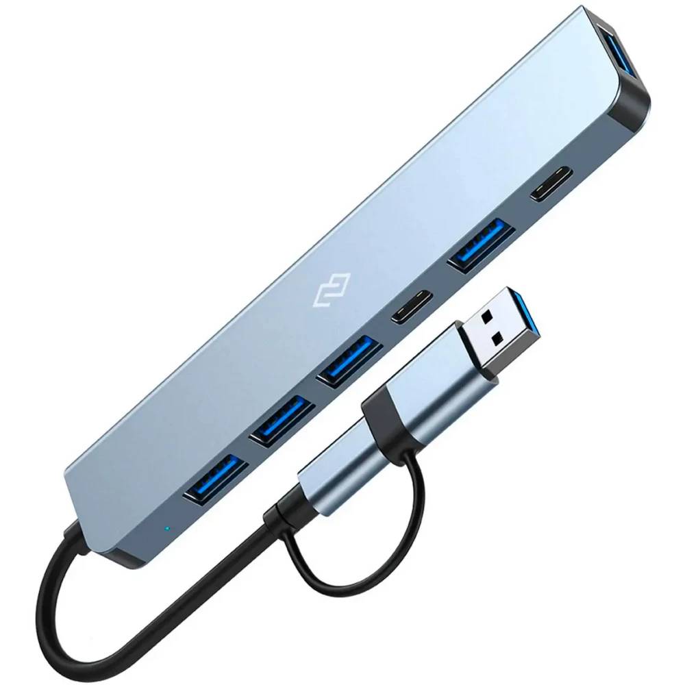 Разветвитель USB-C Digma DHUB-7USB-AC-3.0, серый