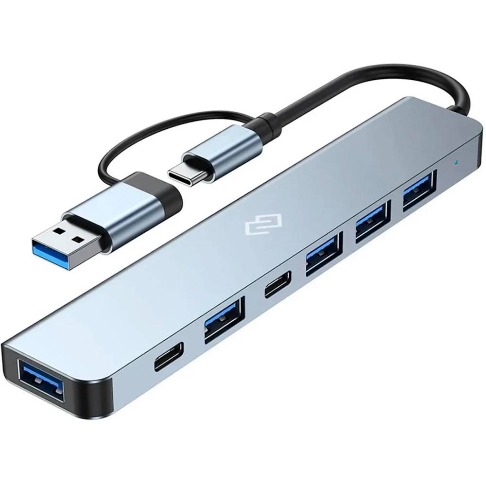 Разветвитель USB-C Digma DHUB-7USB-AC, серый