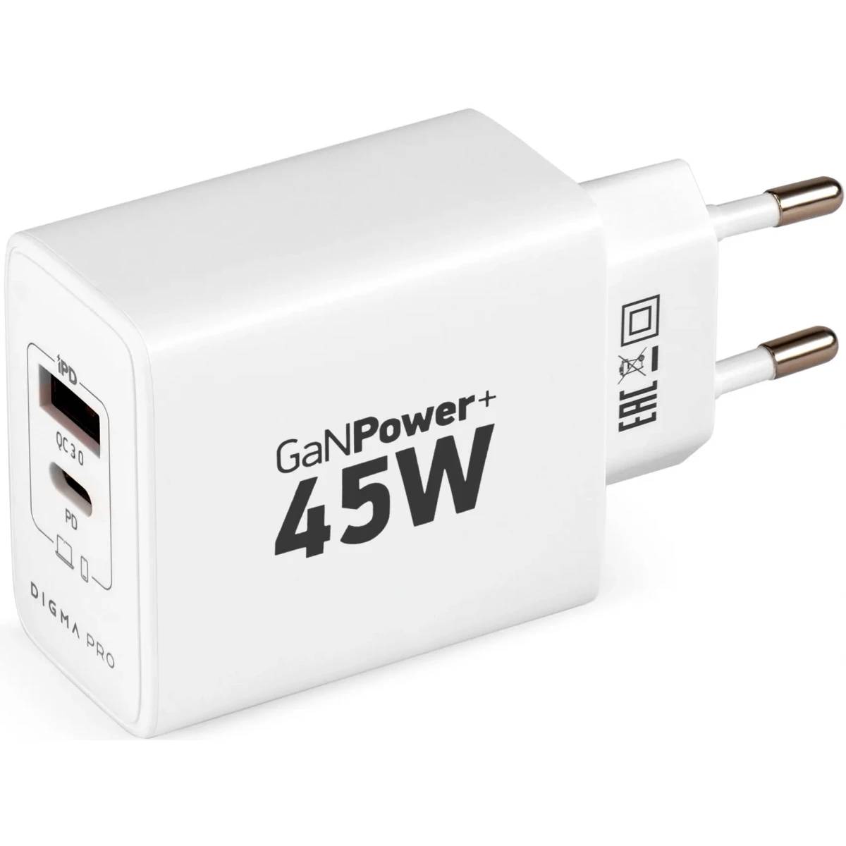 СЗУ Digma Pro DPW4A (DPW4A5GX11WH), белый, USB, USB Type-C, 45W