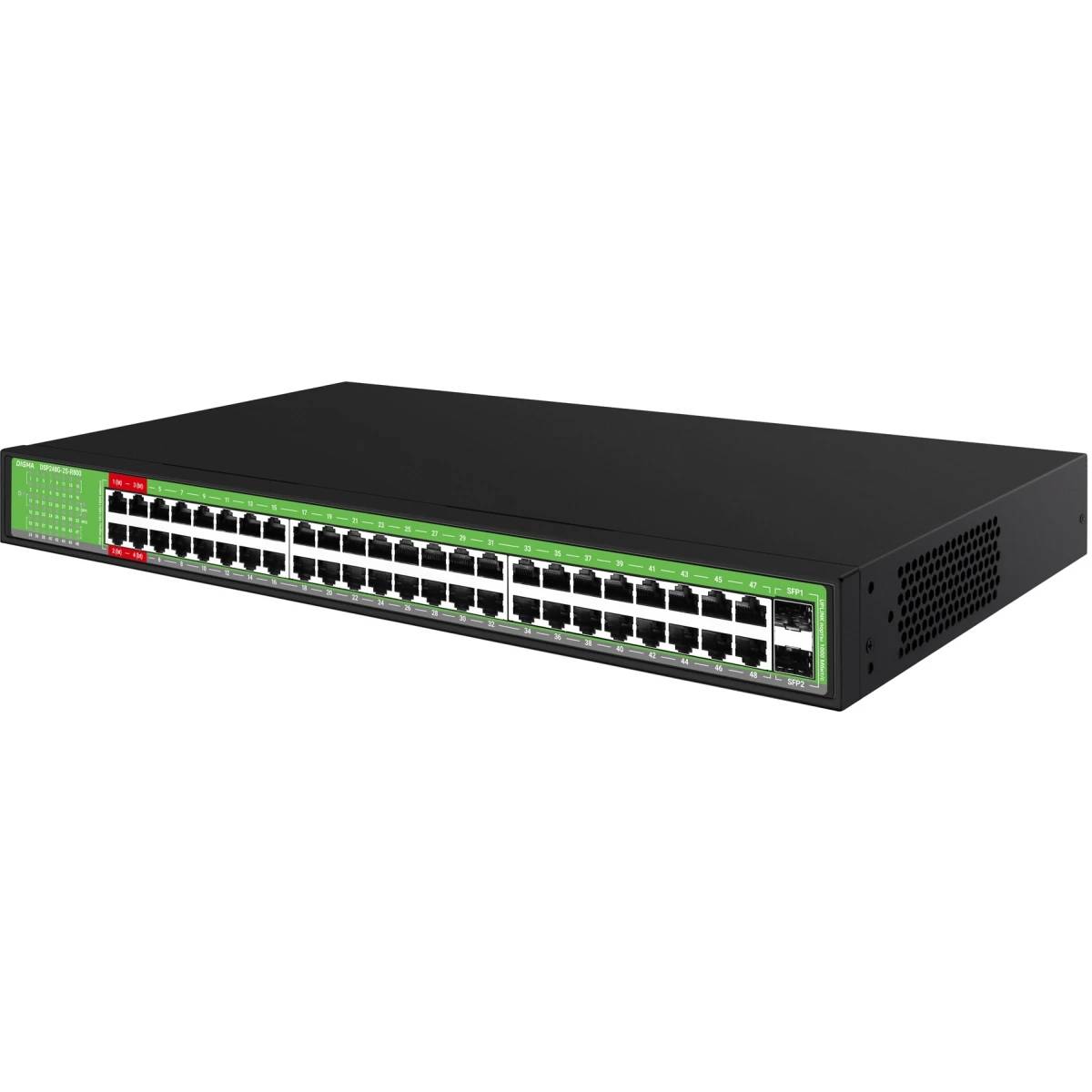 Коммутатор Digma DSP248G-2S-R800, 48xLAN 1Gbps, 2xCombo 1Gbps/SFP, PoE
