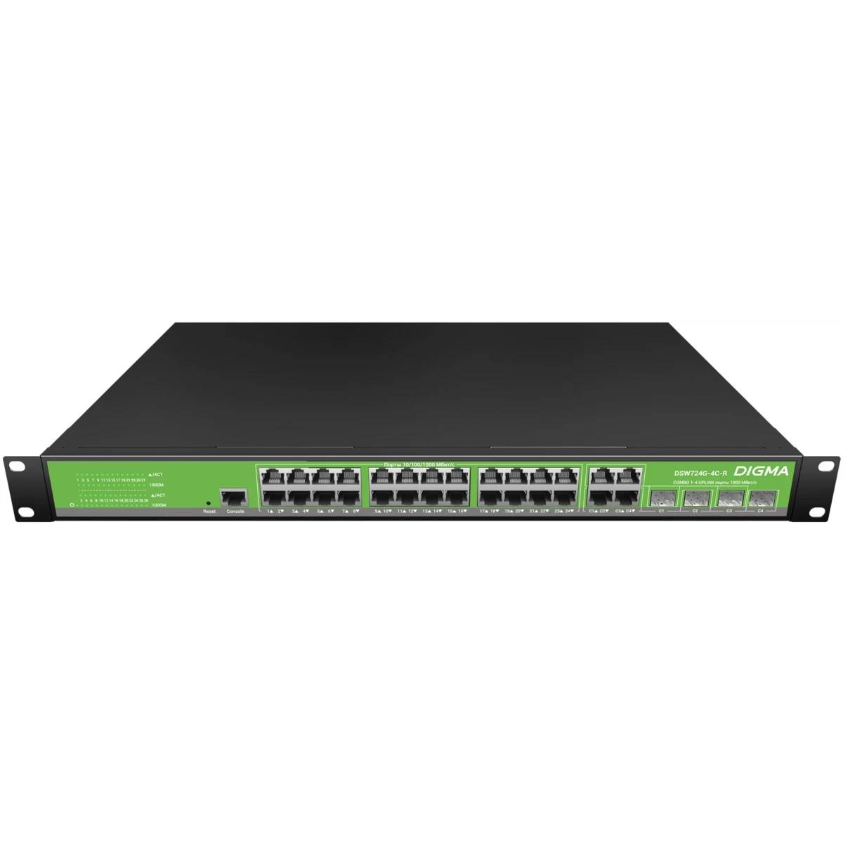 Коммутатор Digma DSW724G-4C-R, 24xLAN 1Gbps, 4xSFP 1Gbps