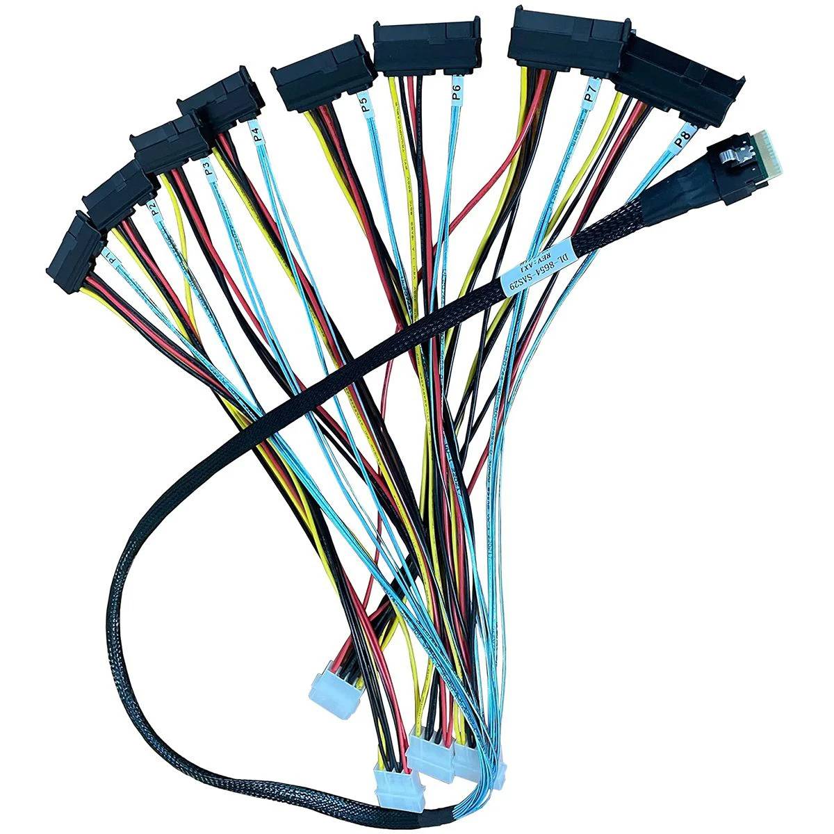 Кабель DiliVing DL-8654-SAS29, Slimline SAS x8 (SFF-8654) - 8 x SAS (SFF-8482), 1м